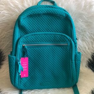 Vera Bradley Women's Microfiber Campus Backpack Peacock Blue NWT